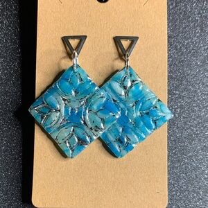 Blue and Silver Geometric Earrings